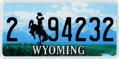 WY license plate 294232