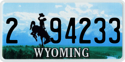 WY license plate 294233