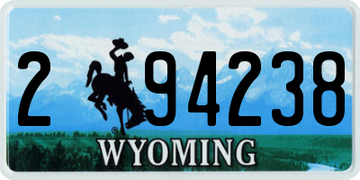 WY license plate 294238