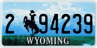 WY license plate 294239