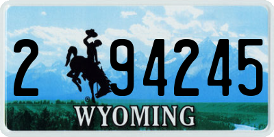 WY license plate 294245