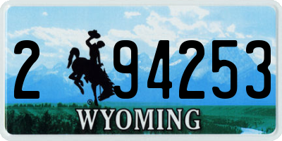 WY license plate 294253