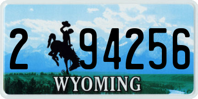 WY license plate 294256