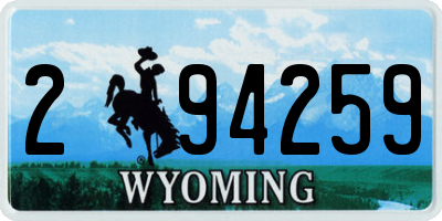 WY license plate 294259