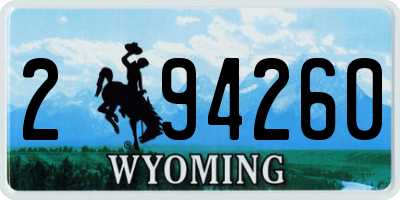 WY license plate 294260