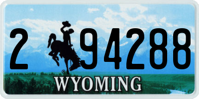 WY license plate 294288