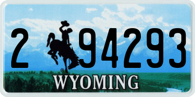 WY license plate 294293