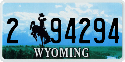 WY license plate 294294