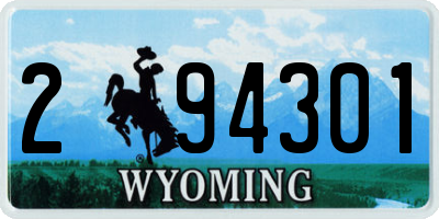 WY license plate 294301