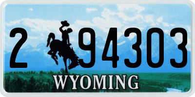 WY license plate 294303