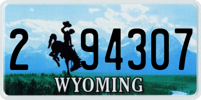 WY license plate 294307