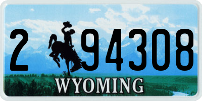 WY license plate 294308