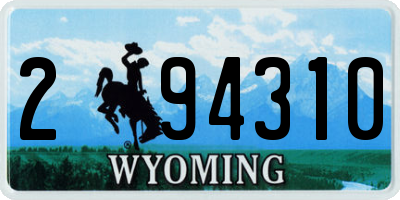 WY license plate 294310