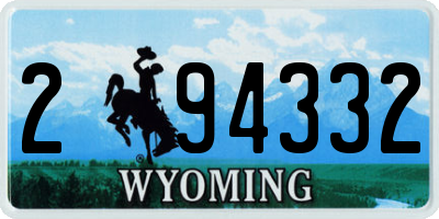 WY license plate 294332