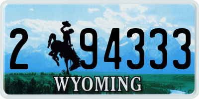 WY license plate 294333