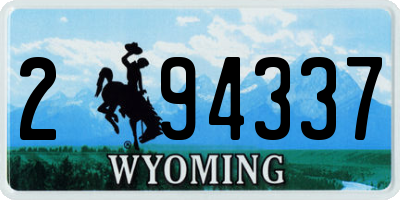 WY license plate 294337
