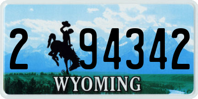 WY license plate 294342