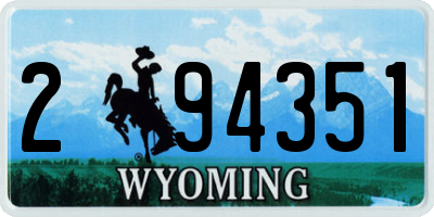 WY license plate 294351
