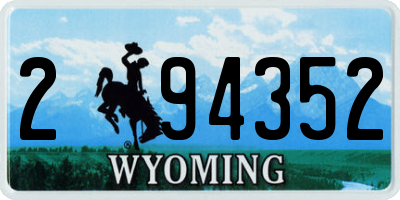 WY license plate 294352