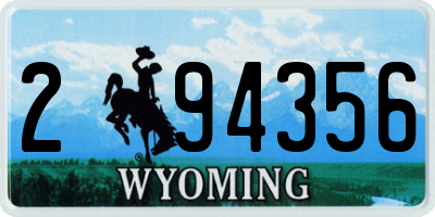 WY license plate 294356