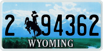 WY license plate 294362