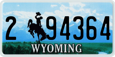 WY license plate 294364
