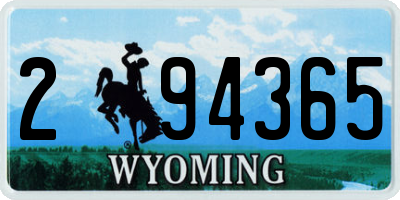 WY license plate 294365