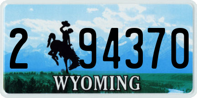 WY license plate 294370