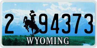 WY license plate 294373