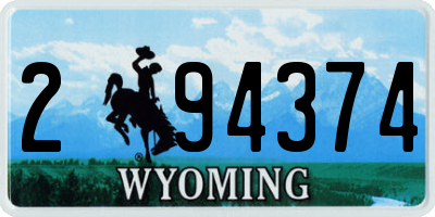 WY license plate 294374