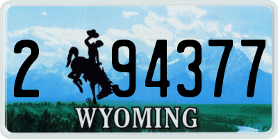 WY license plate 294377