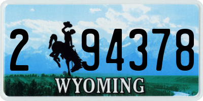 WY license plate 294378