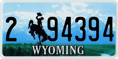 WY license plate 294394