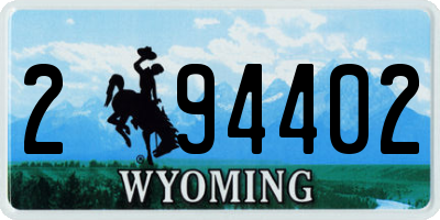 WY license plate 294402