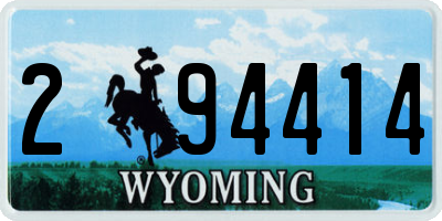 WY license plate 294414