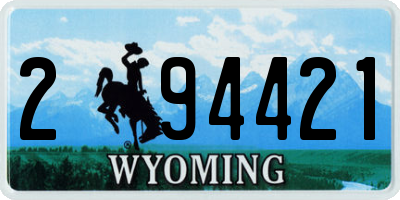 WY license plate 294421