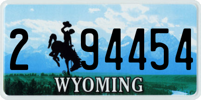 WY license plate 294454