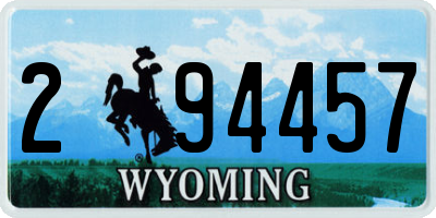 WY license plate 294457