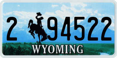 WY license plate 294522