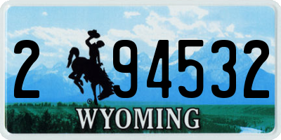 WY license plate 294532