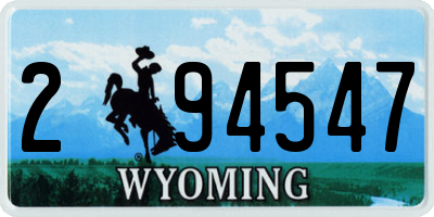 WY license plate 294547