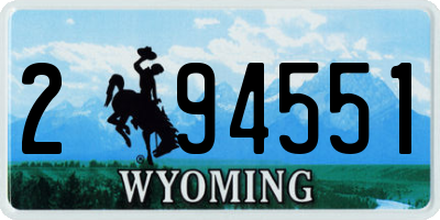 WY license plate 294551