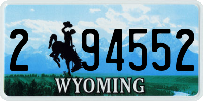 WY license plate 294552