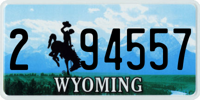 WY license plate 294557
