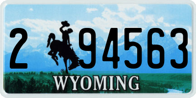 WY license plate 294563