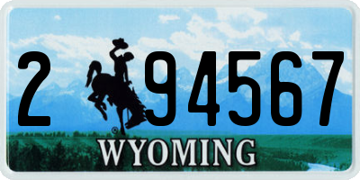 WY license plate 294567