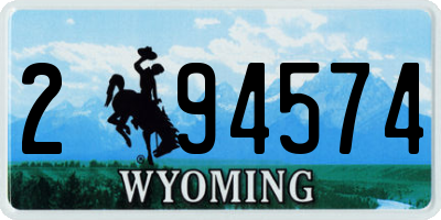 WY license plate 294574