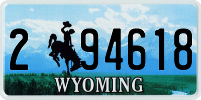 WY license plate 294618