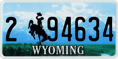 WY license plate 294634