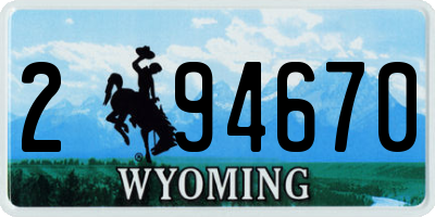 WY license plate 294670